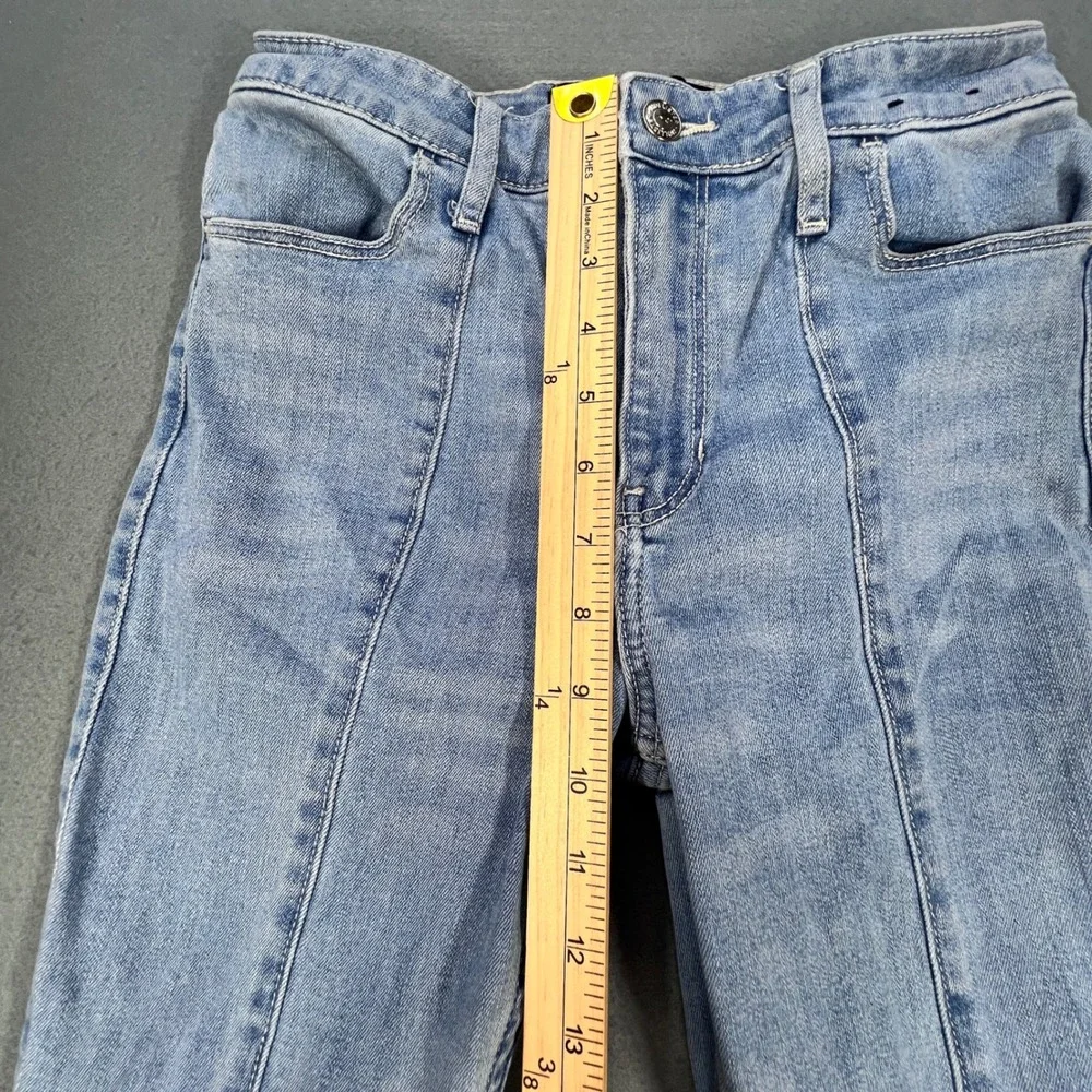 Hollister Blue Flare Jeans Women 3R W26 L31 High Rise Split Hem Soft Stretch - Picture 9 of 11